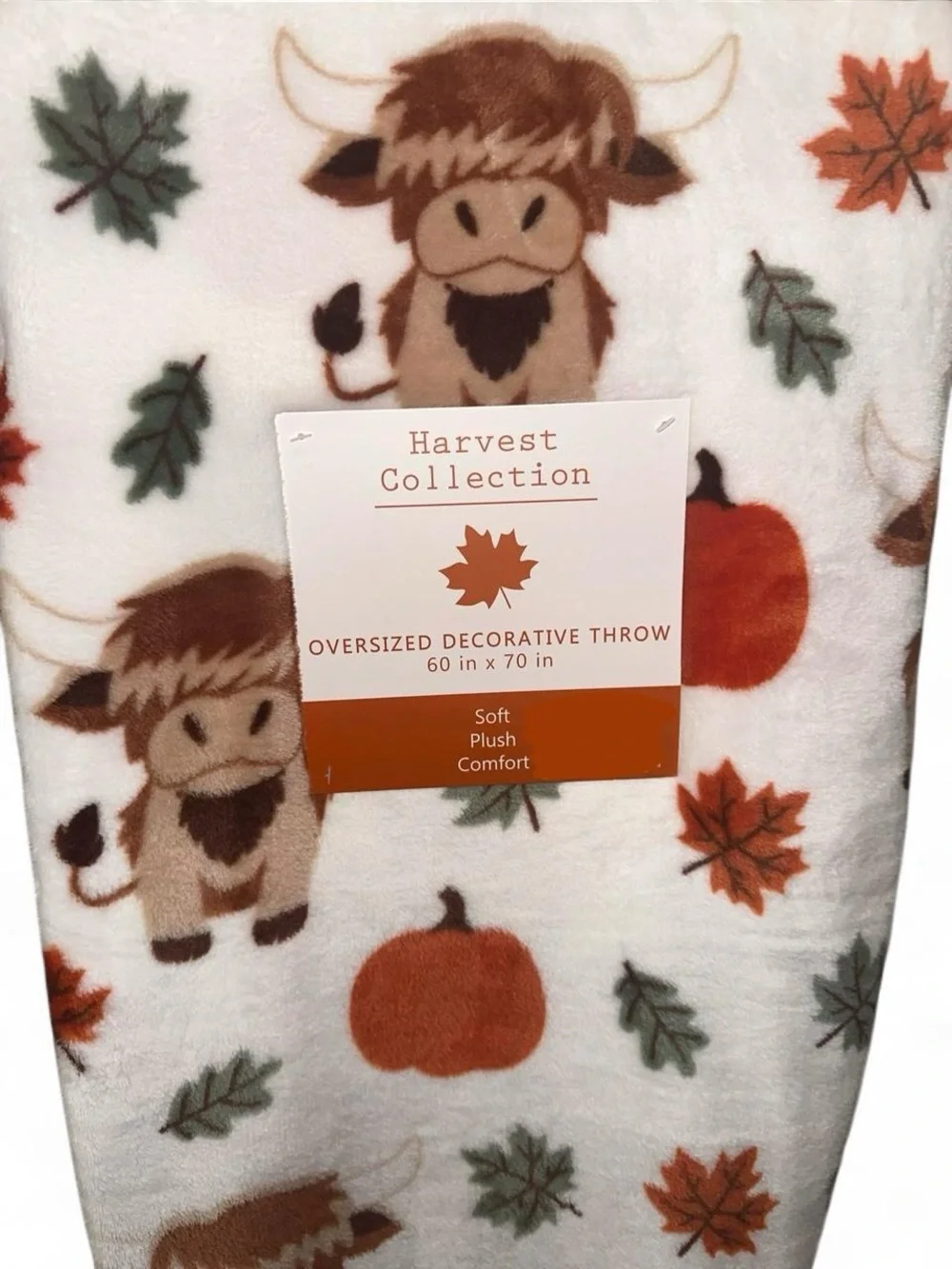 Fall Highland Cows & Pumpkins Decorative Throw Blanket